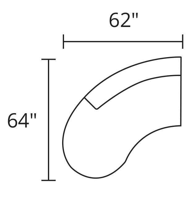 LAF Bumper Chaise diagram — 62 x 64 in
