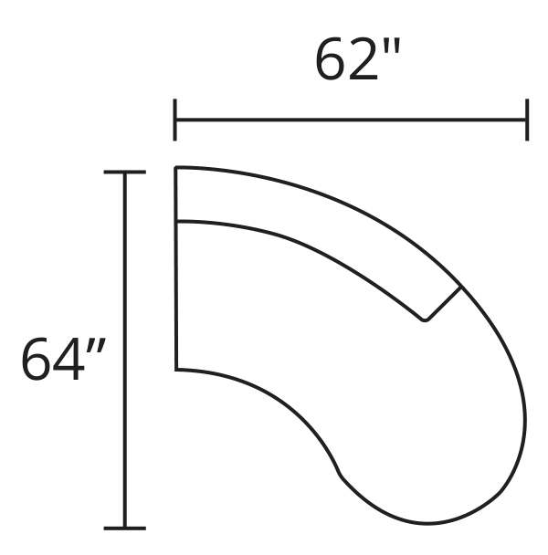 RAF Bumper Chaise diagram — 62 x 64 in