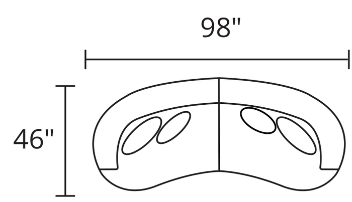 Estate Sofa diagram — 98 x 46 in