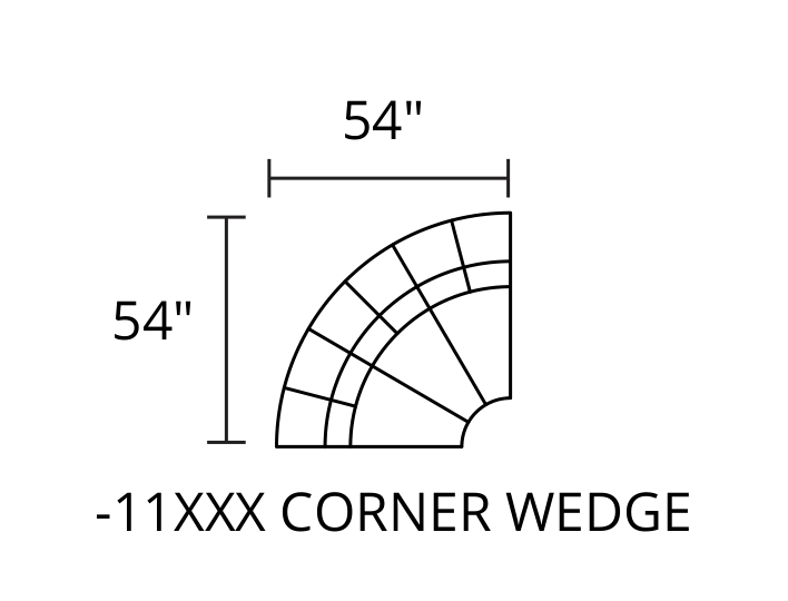 Seating Wedge (corner) diagram — 54 x 54 in