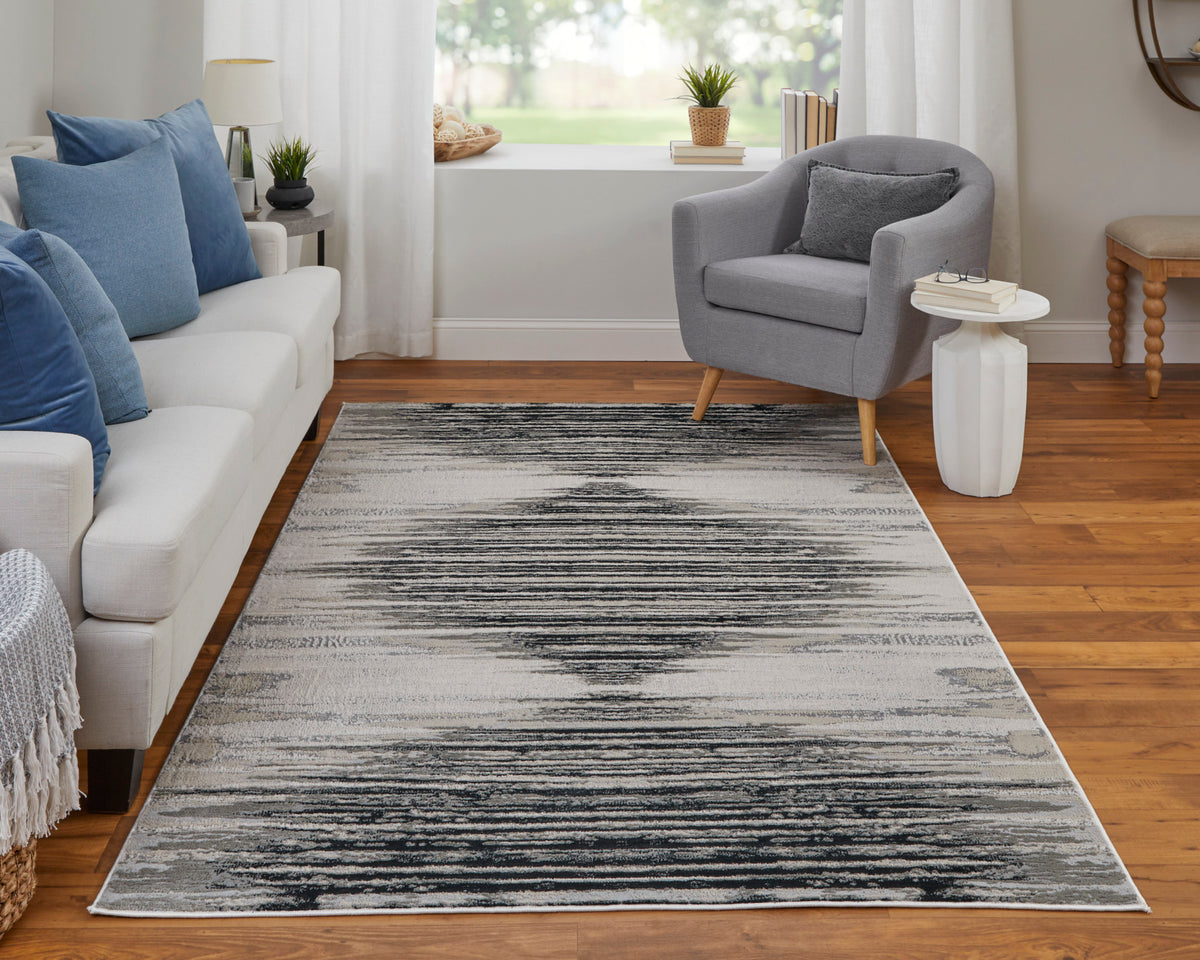Micah 39LRF Black/Silver Rug by Feizy