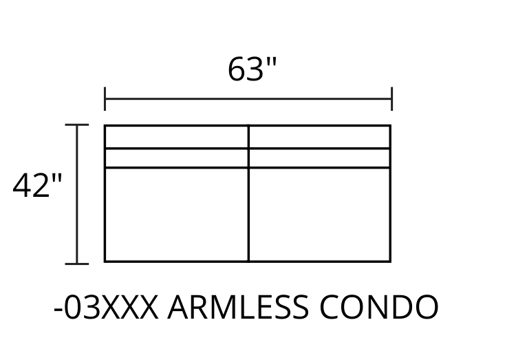 Armless Condo Sofa diagram — 63 x 42 in