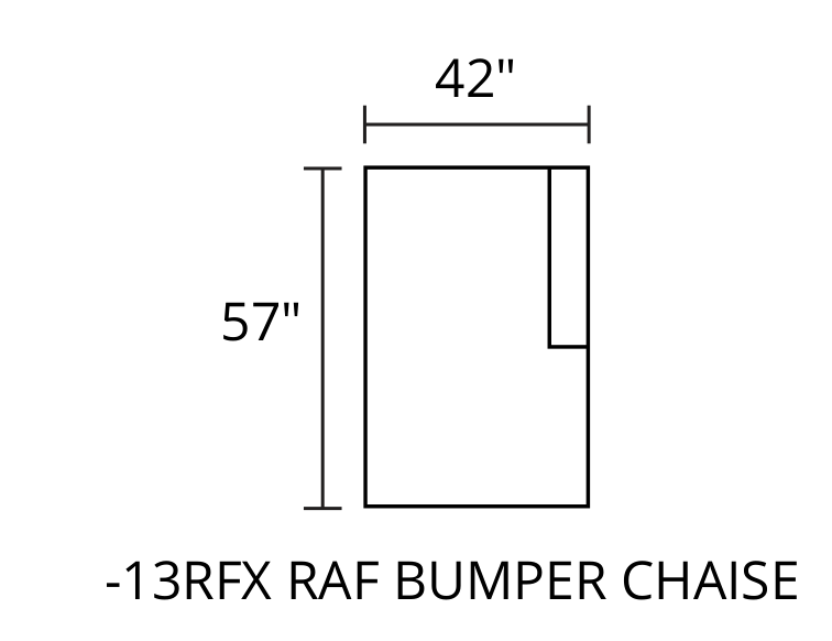 RAF Bumper Chaise diagram — 57 x 42 in