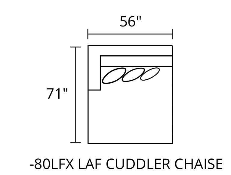 LAF Cuddler Chaise diagram — 56 x 71 in