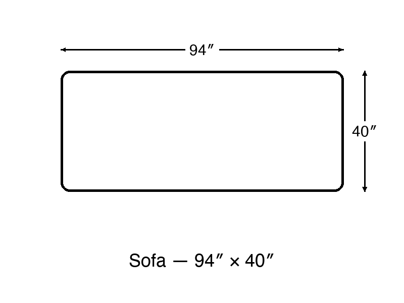 BRONTE Sofa dimensions 94 x 40