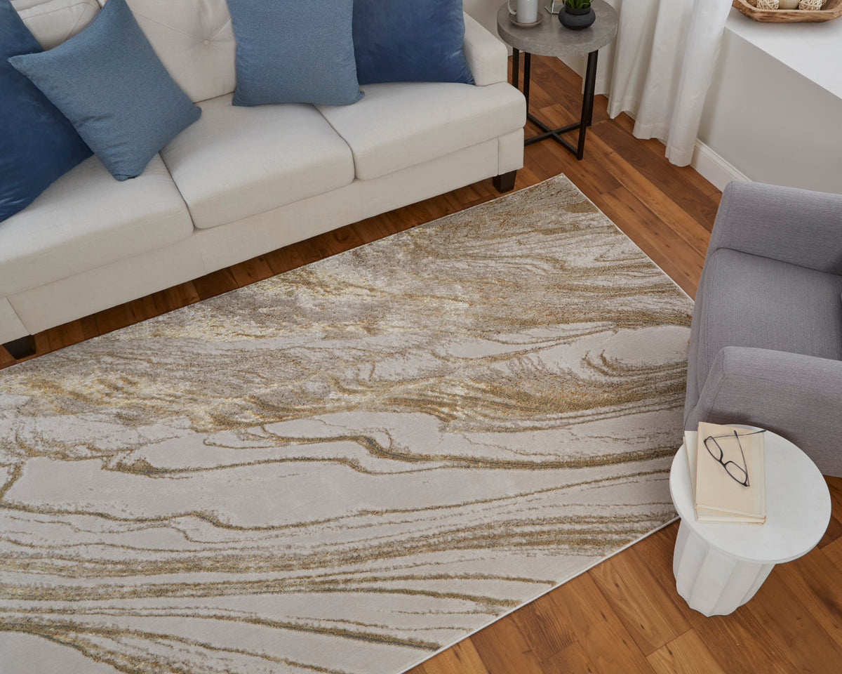 Aura 39LLF Ivory/Gold Rug by Feizy