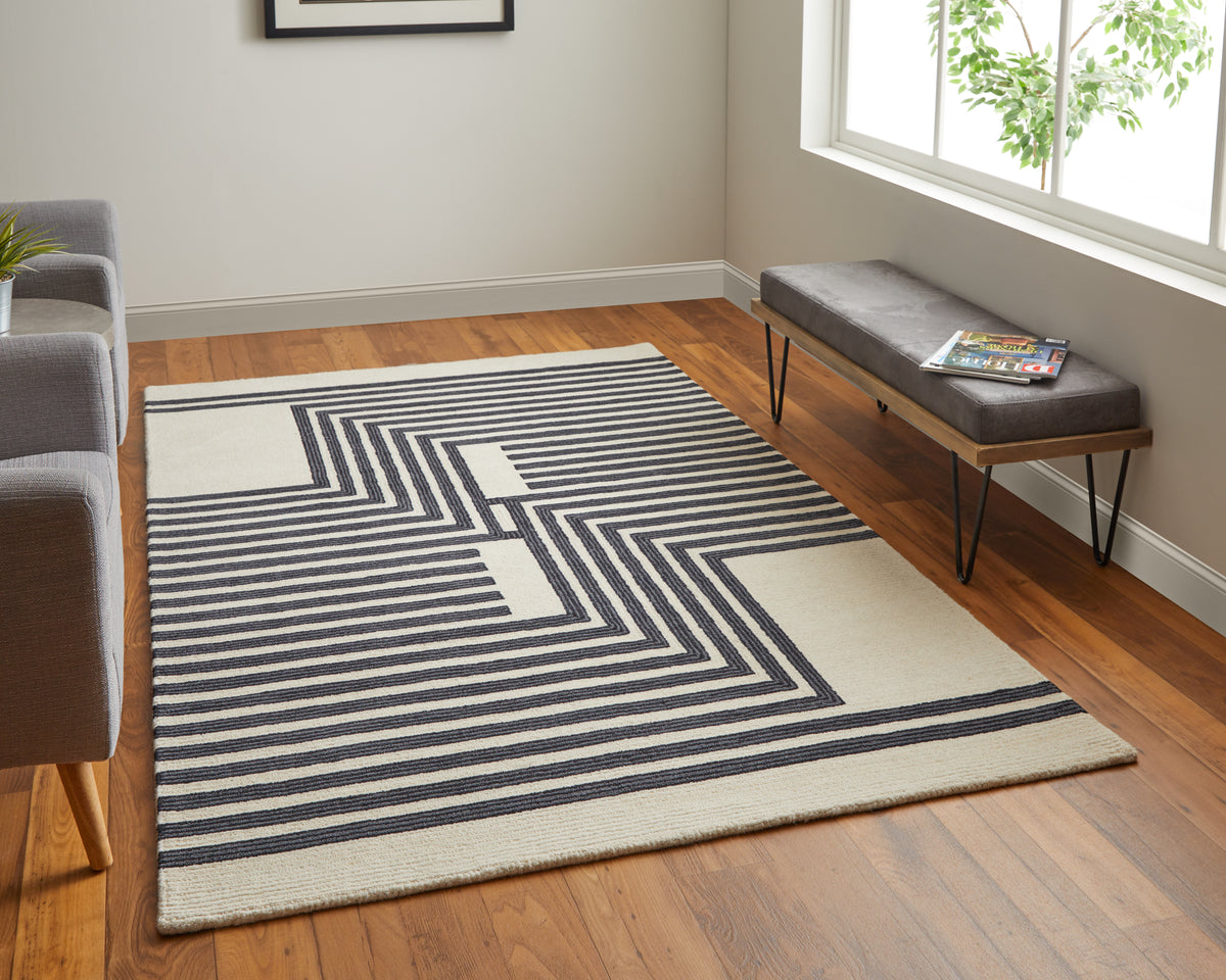 Maguire 8900F Ivory/Black Rug by Feizy