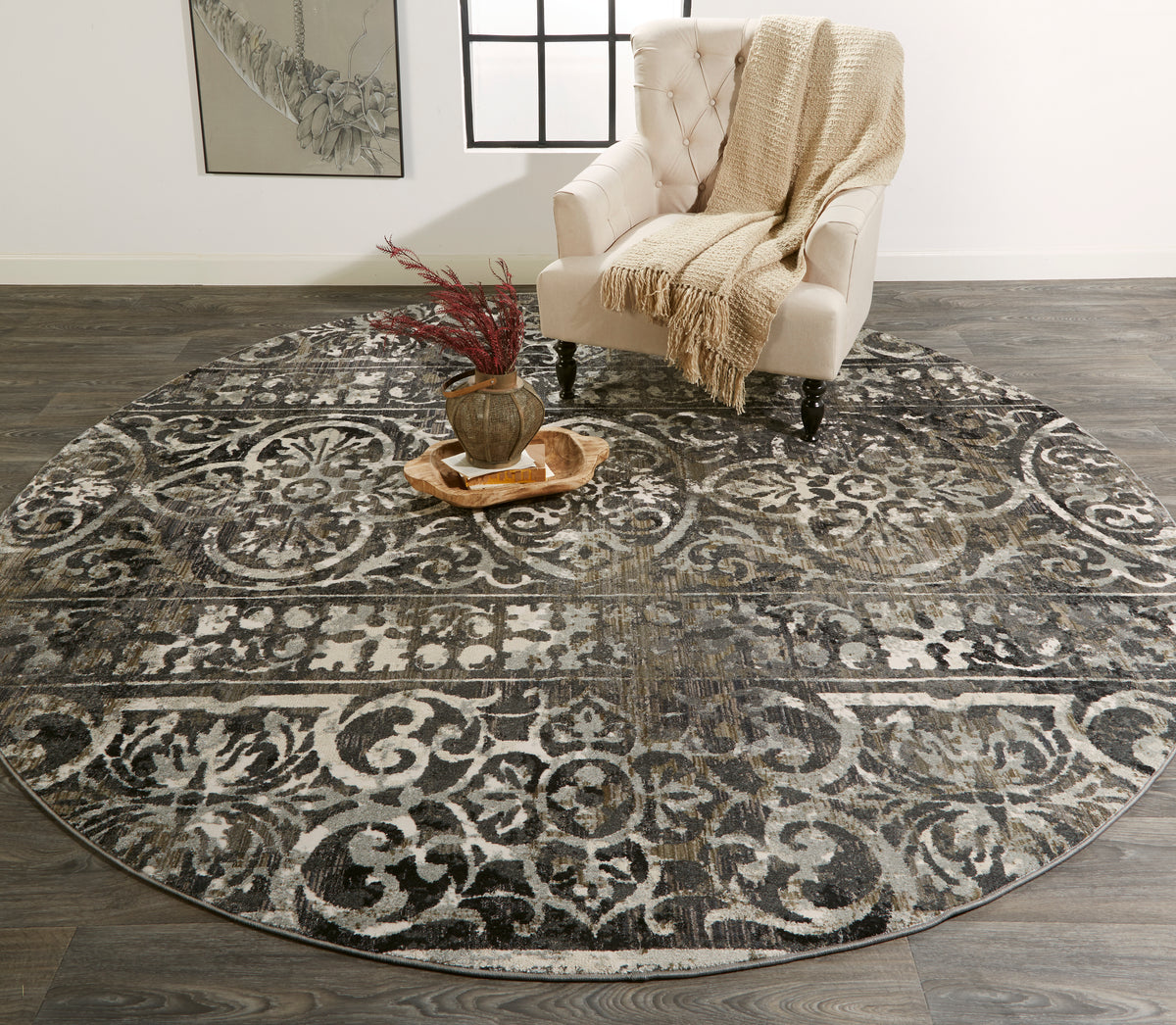 Kano 3871F Charcoal/Ivory Rug by Feizy