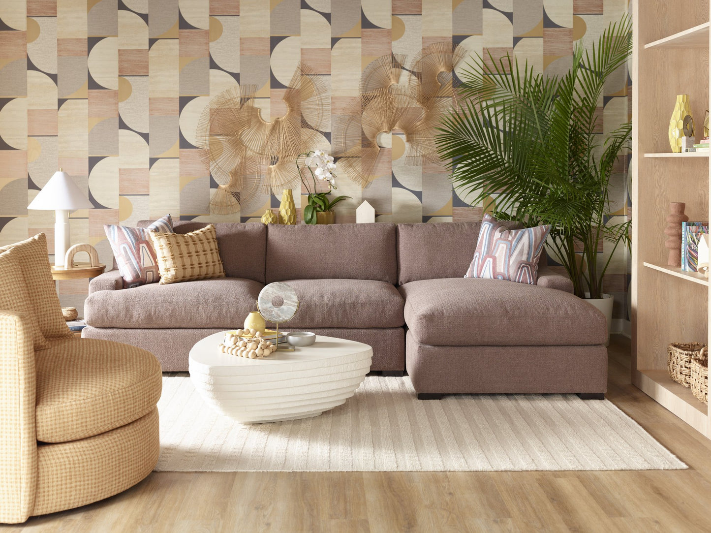 CASSIANO chaise sectional in a styled living room