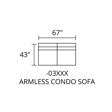 CASSIANO Armless Condo Sofa diagram — 63 x 43 in