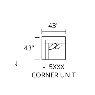 CASSIANO Square Corner Unit diagram — 43 x 43 in