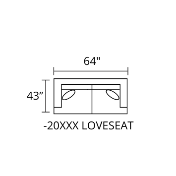 CASSIANO Loveseat diagram — 64 x 43 in
