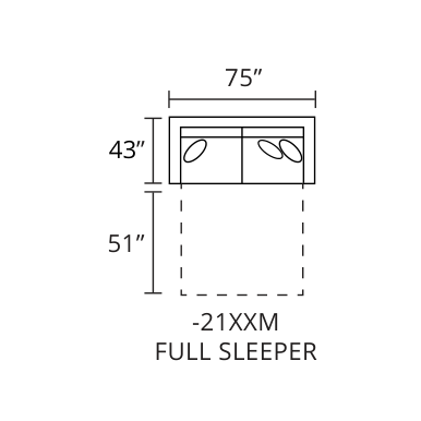 CASSIANO Full Sleeper diagram — 75 x 43 in