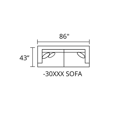 CASSIANO Sofa diagram — 86 x 43 in