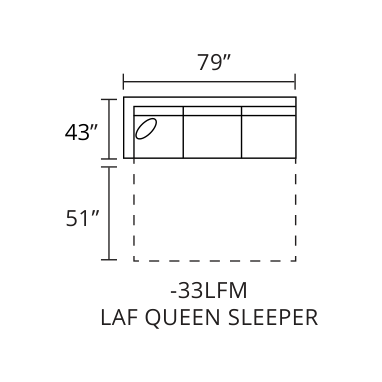 CASSIANO LAF Queen Sleeper diagram — 79 x 43 in