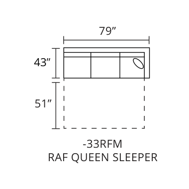 CASSIANO RAF Queen Sleeper diagram — 79 x 43 in