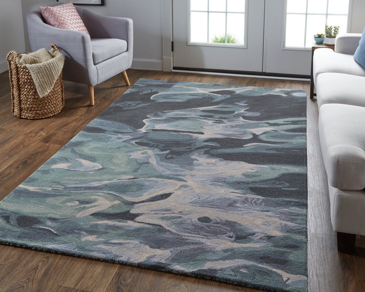 Amira 8635F Green/Blue Rug by Feizy