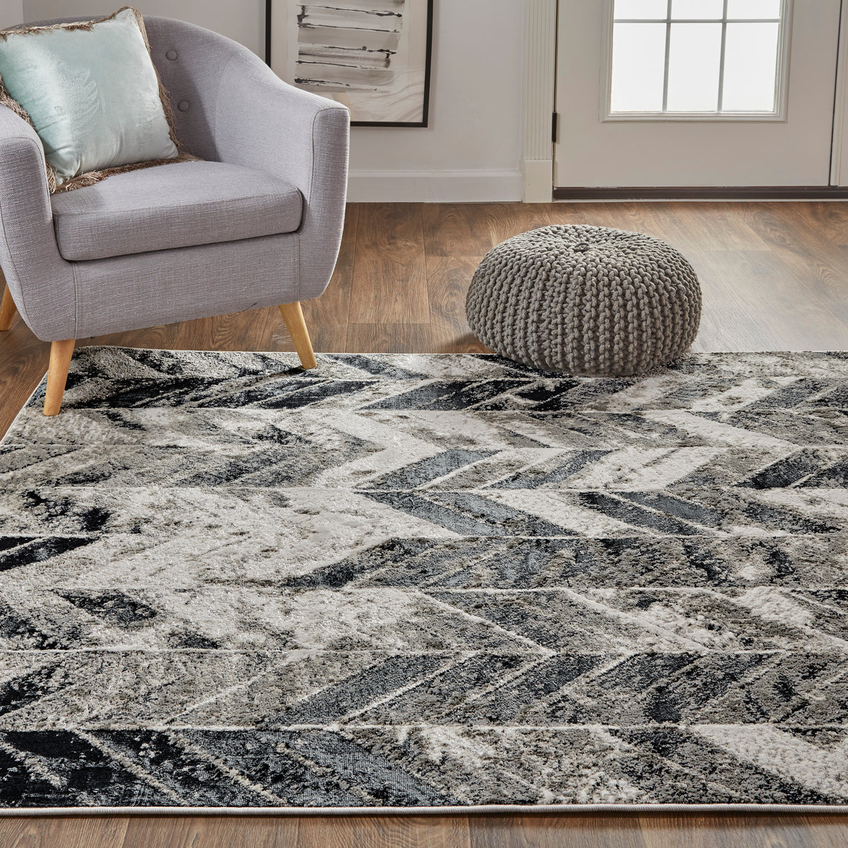 Micah 3048F Gray/Silver Rug by Feizy