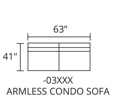 Armless Condo Sofa diagram — 63 x 41 in