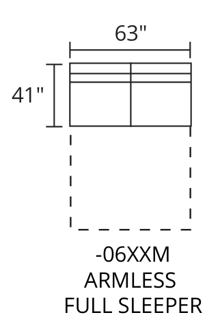 Armless Full Sleeper diagram — 63 x 41 in