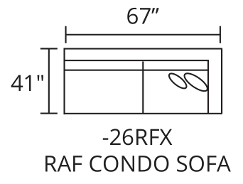 RAF Condo Sofa diagram — 67 x 41 in