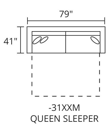 Queen Sleeper diagram — 79 x 41 in