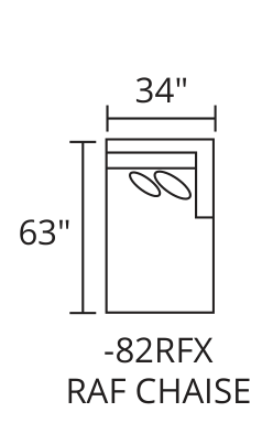 RAF Chaise diagram — 34 x 63 in