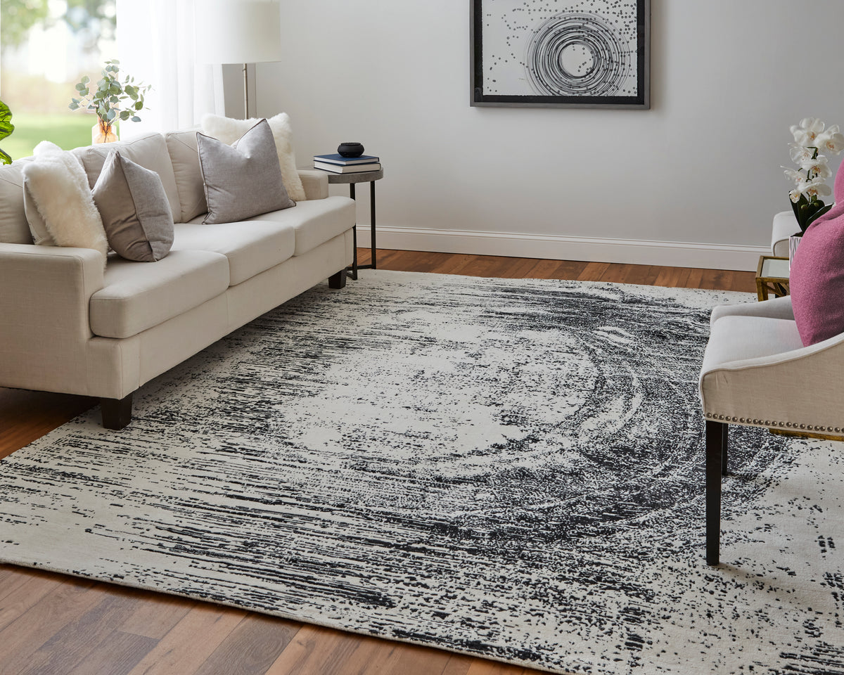 Coda 8928F Black/White Rug by Feizy