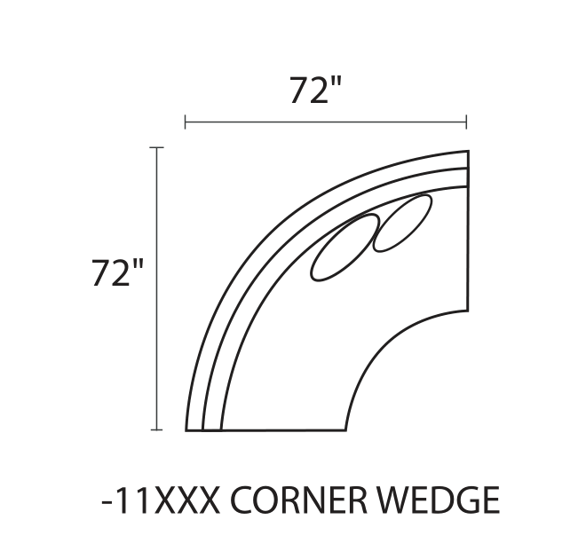 Corner Wedge diagram — 72 x 72 in