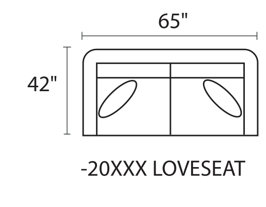 Loveseat diagram — 65 x 42 in