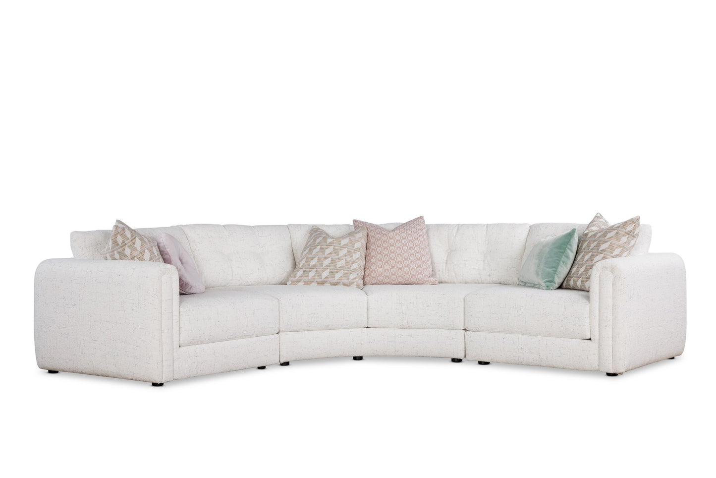 DEONO sectional in ivory fabric, studio view