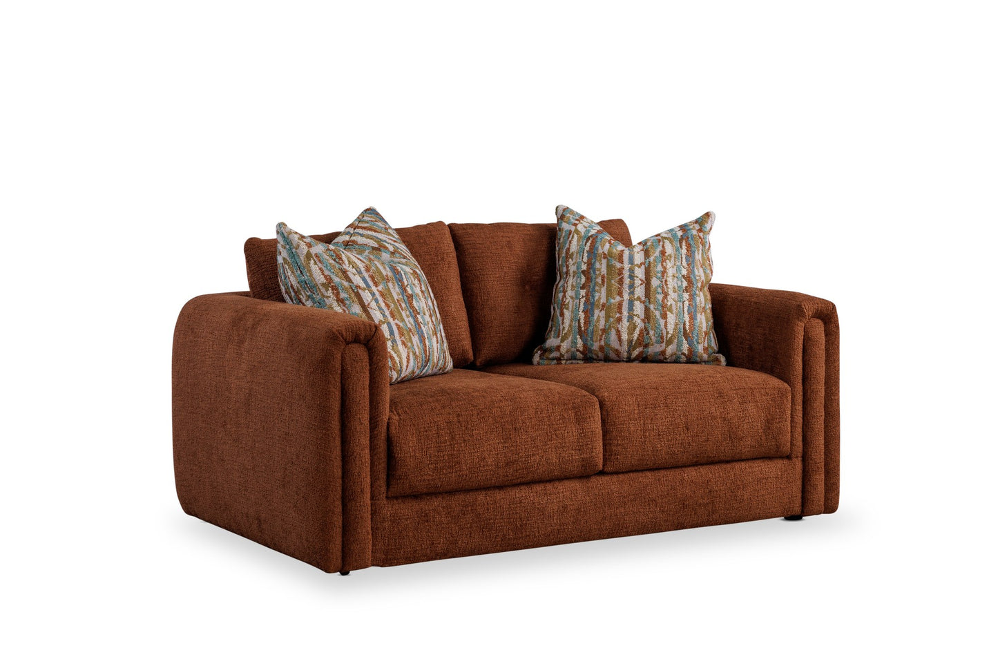 DEONO loveseat in rust fabric, main view