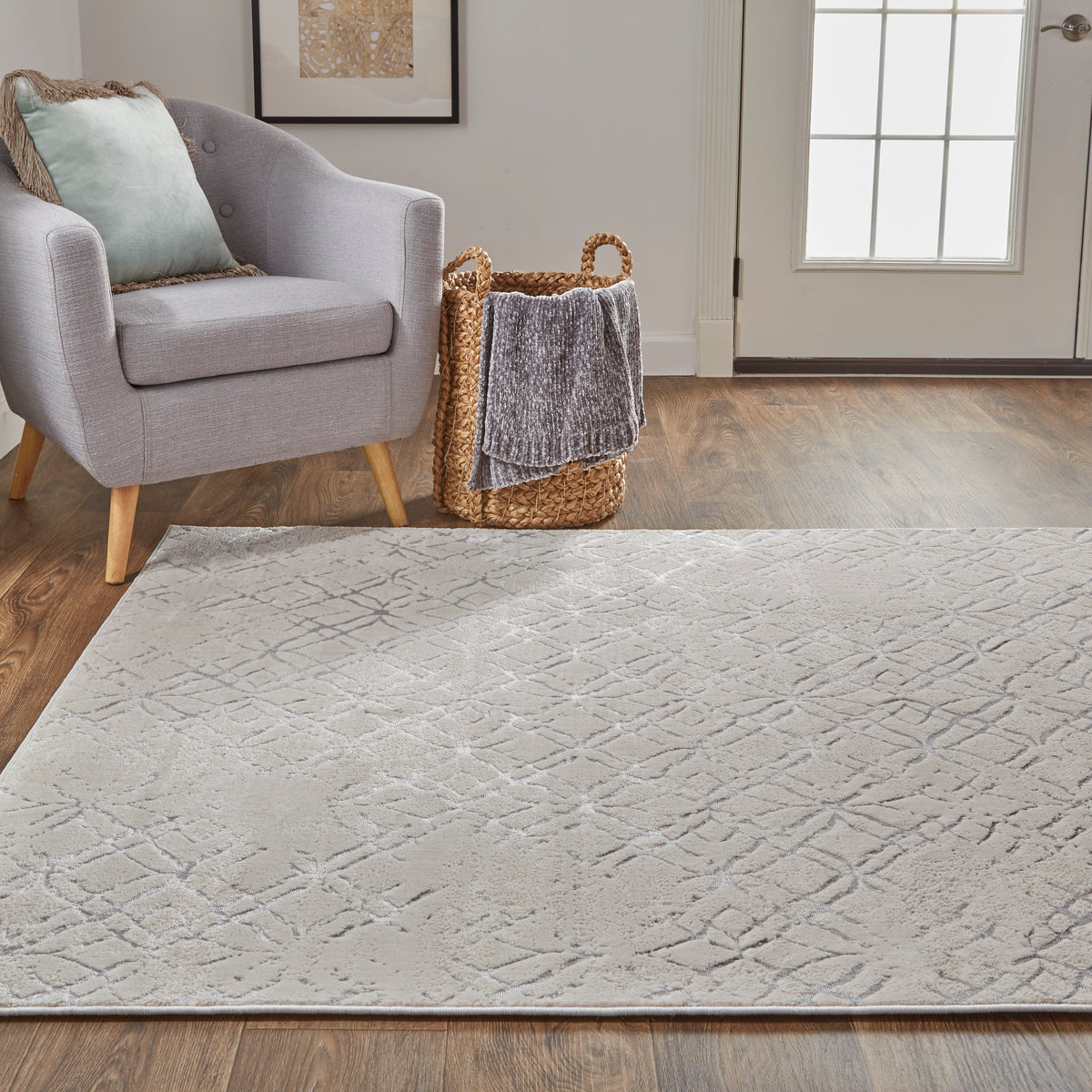 Micah 3047F Beige/Silver Rug by Feizy