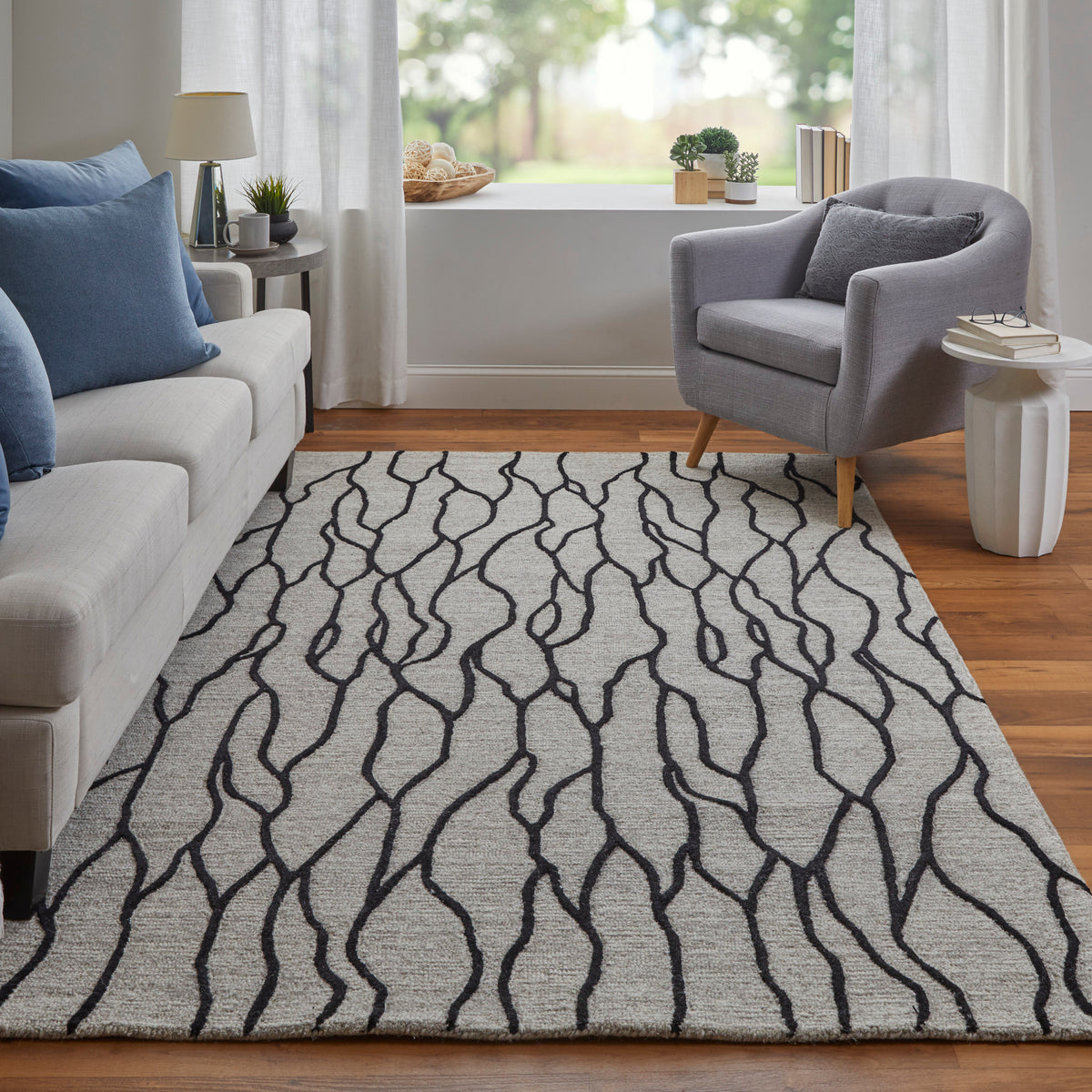 Enzo 8734F Ivory/Gray Rug by Feizy