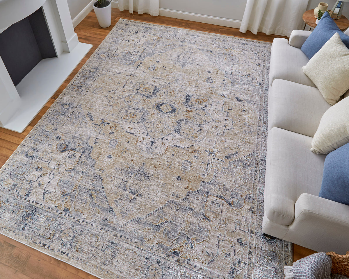Pasha 39M5F Beige/Blue Rug by Feizy