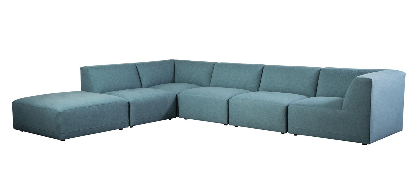 FINSBURY sectional in a teal fabric, side angle