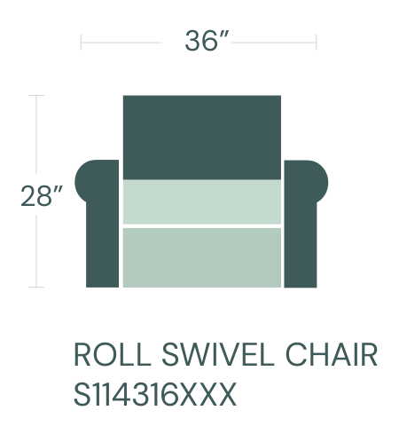 FORMATION Rolled Arm Swivel Chair dimensions