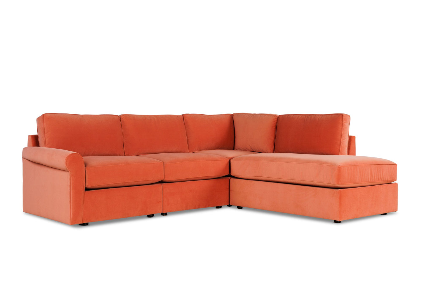 FORMATION L-shaped sectional with bumper chaise in terracotta fabric