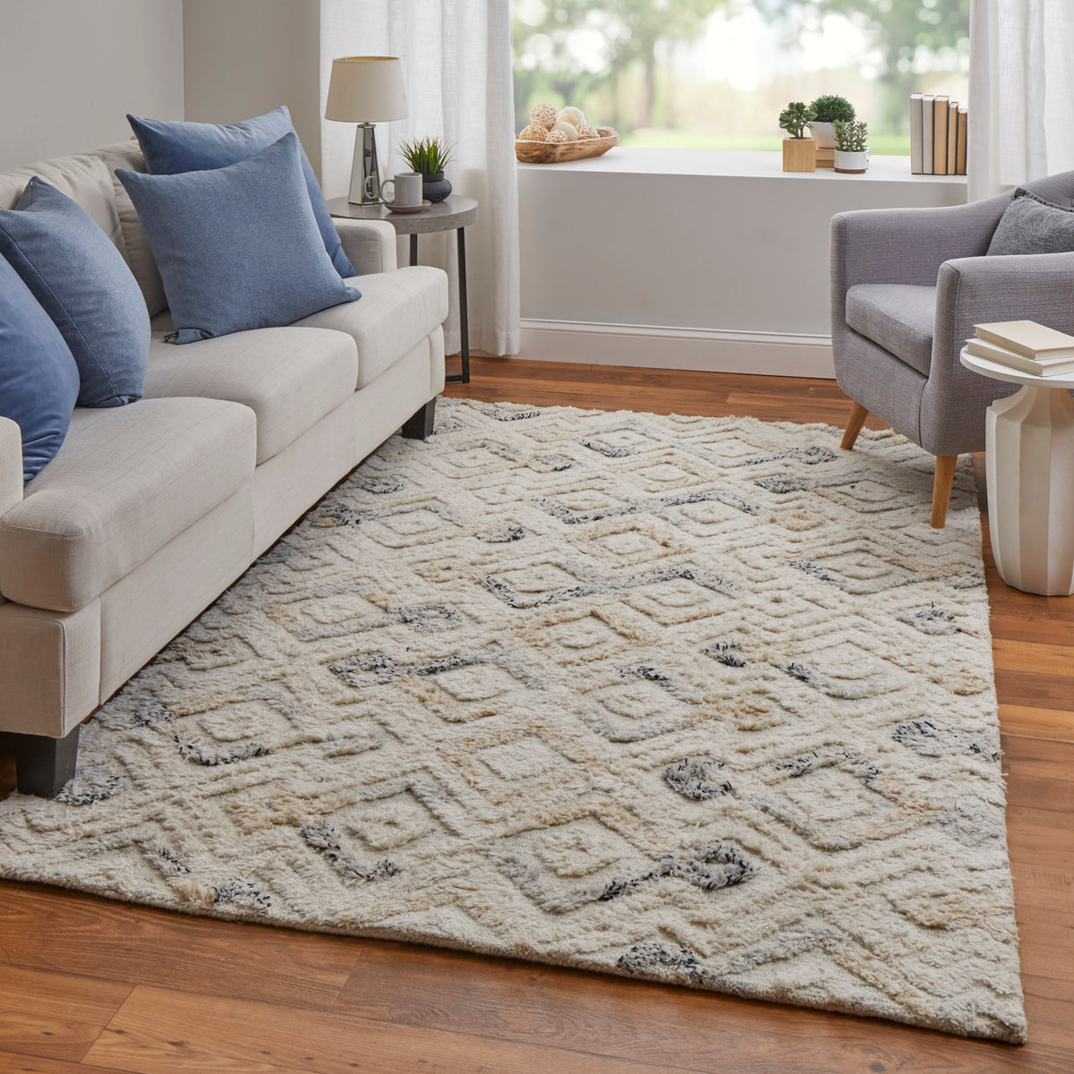 Anica 8004F Ivory/Blue Rug by Feizy