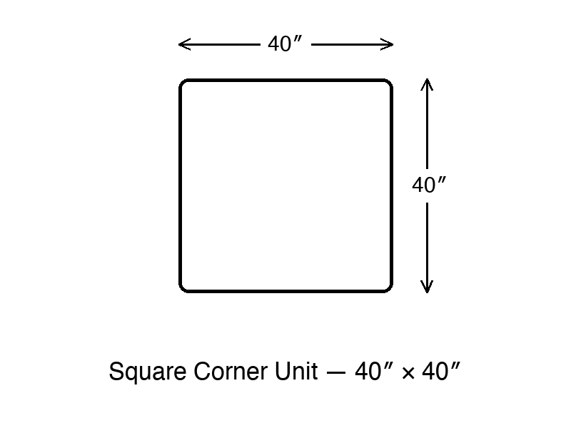 Square Corner Unit dimension diagram 40 x 40