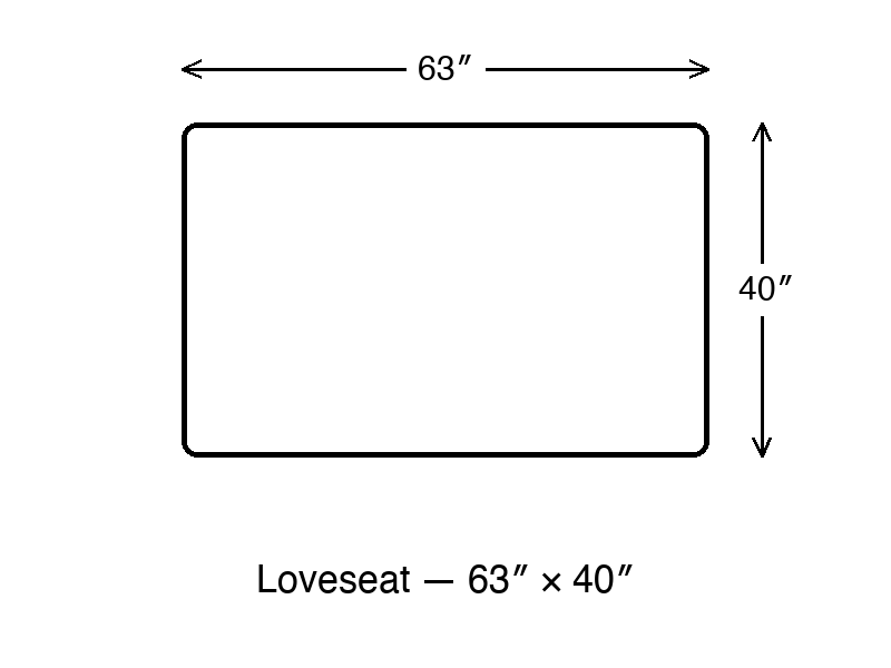 Loveseat dimension diagram 63 x 40