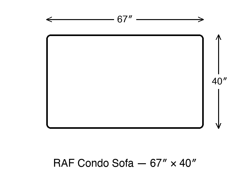 RAF Condo Sofa dimension diagram 67 x 40