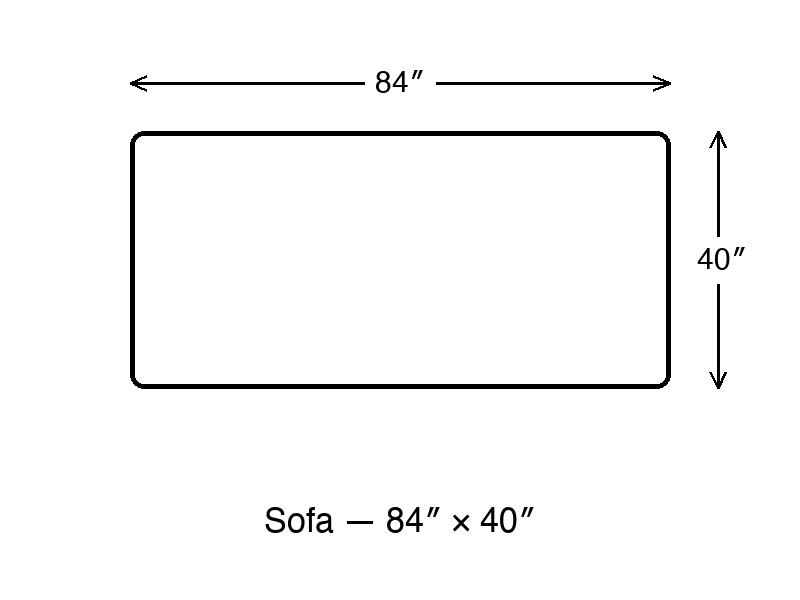 Sofa dimension diagram 84 x 40
