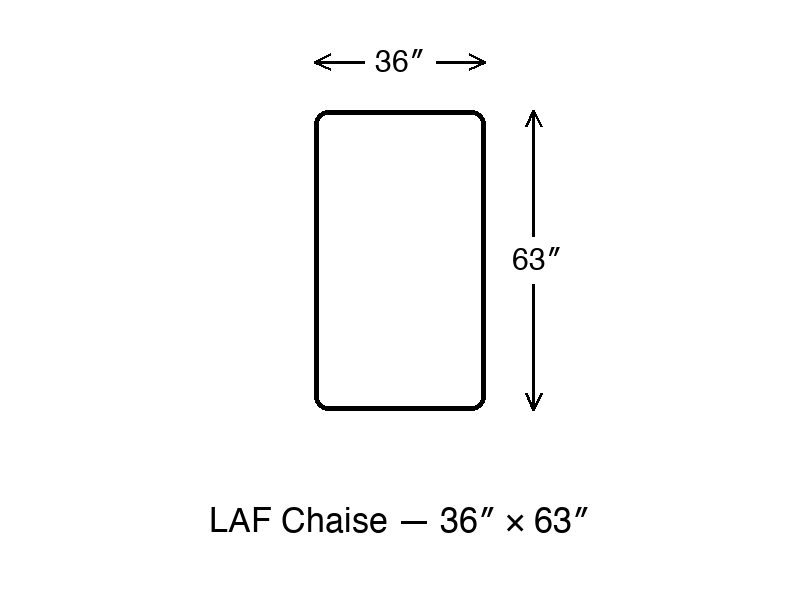 LAF Chaise dimension diagram 36 x 63