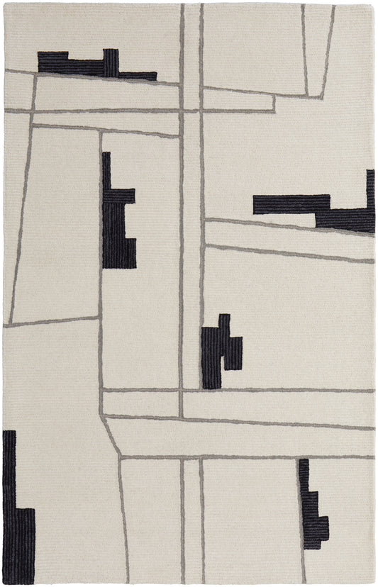Maguire 8902F Ivory/Black Rug by Feizy
