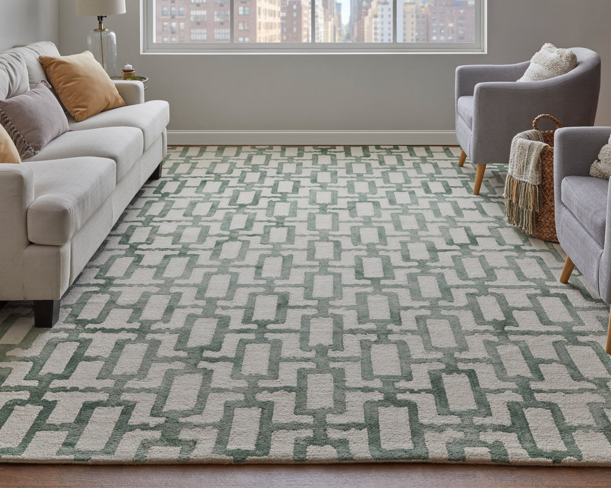 Lorrain 8919F Green/Ivory Rug by Feizy