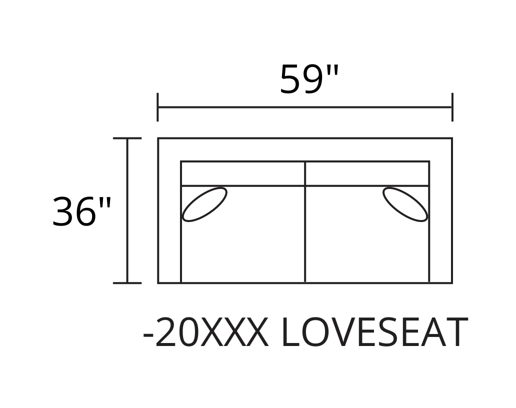 Loveseat diagram — 59 x 36 in
