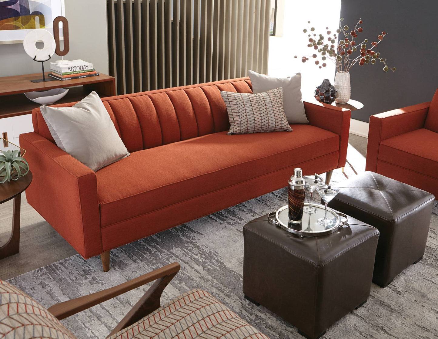 JACE channel-back sofa detail in a living room setting