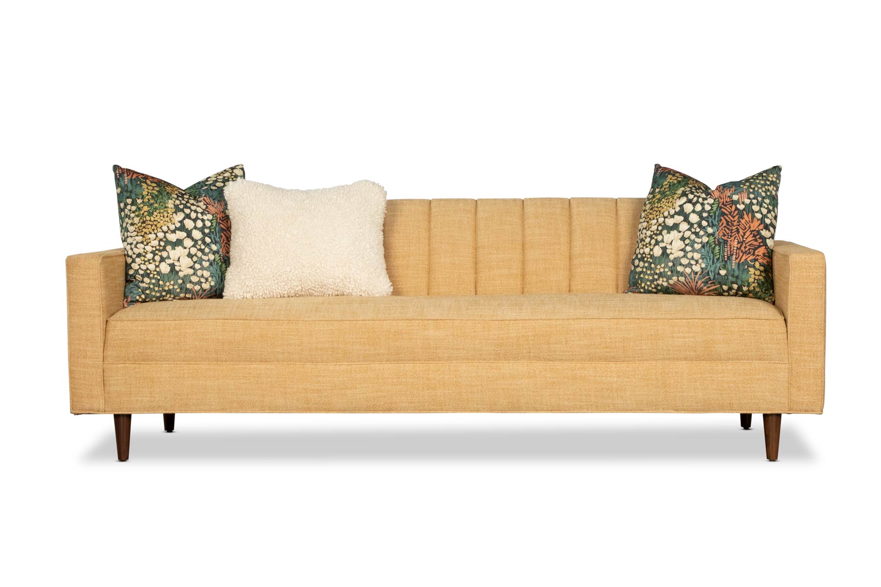 JACE estate sofa, front view, channel-tufted back