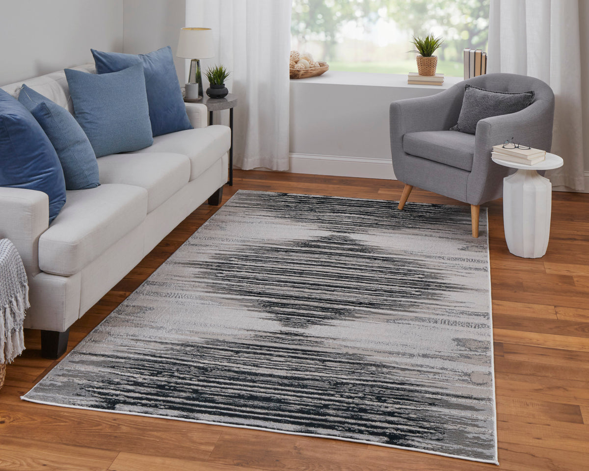 Micah 39LRF Black/Silver Rug by Feizy